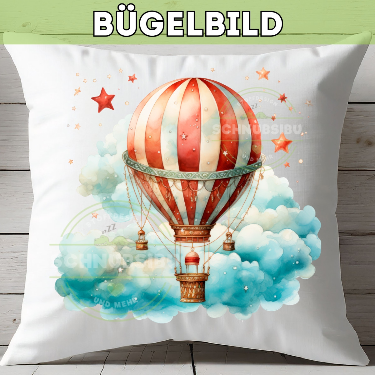 Bügelbild Heissluftballon rot